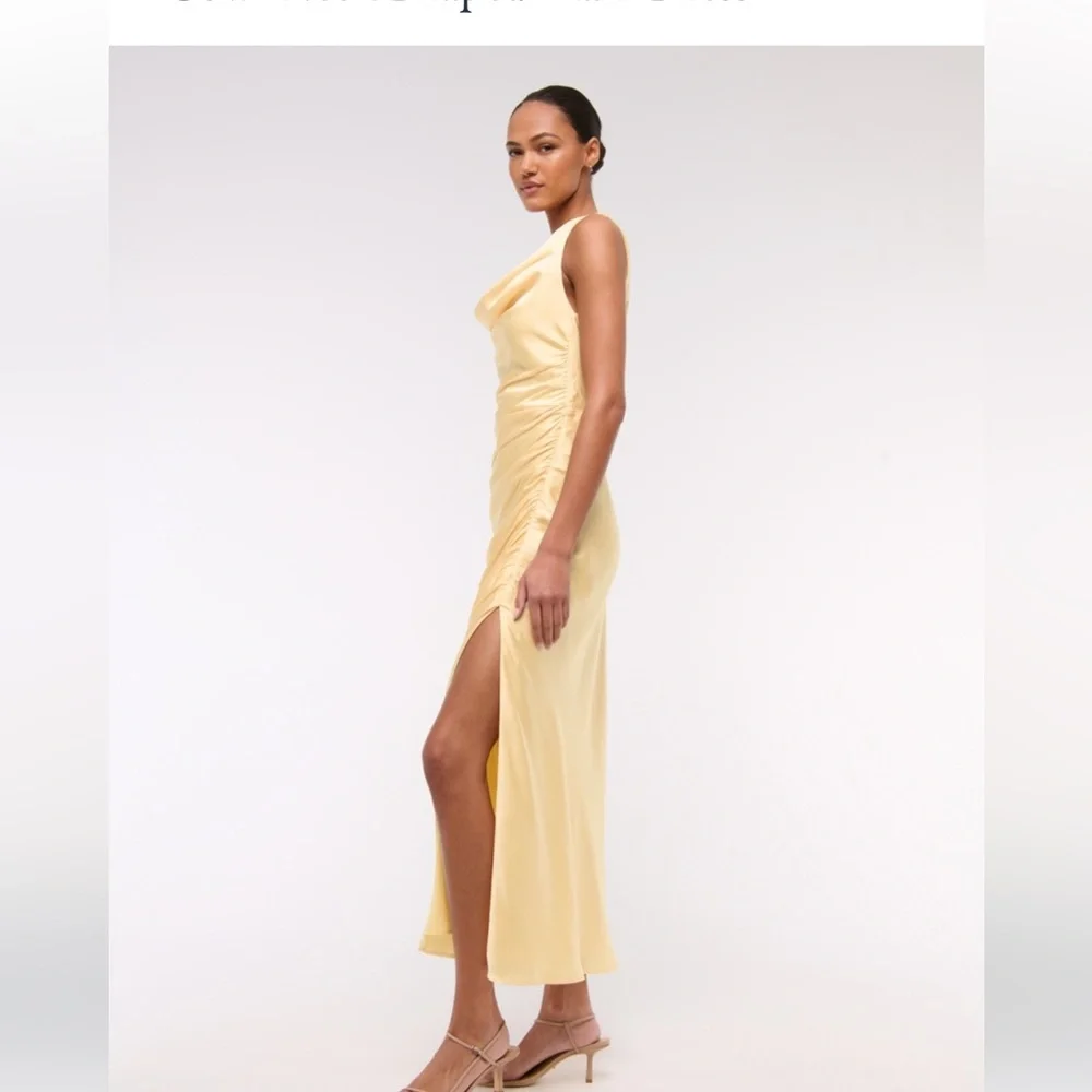 Abercrombie & Fitch Cowl Neck Draped Maxi Dress in yellow XS